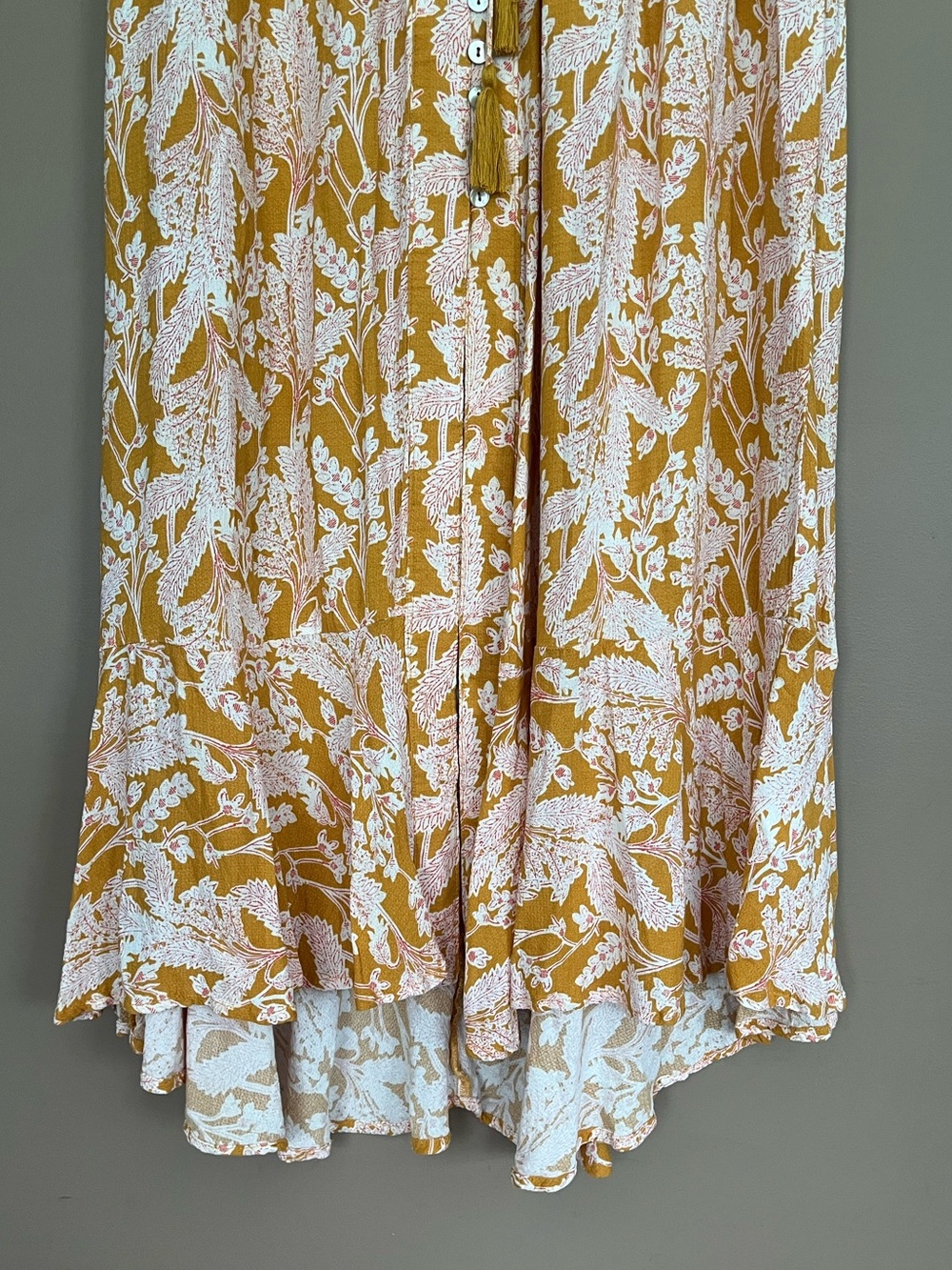 {Rachel Zoe} Floral Maxi Skirt with Button-Down Front & High-Low Ruffle Hem - Picture 3 of 9